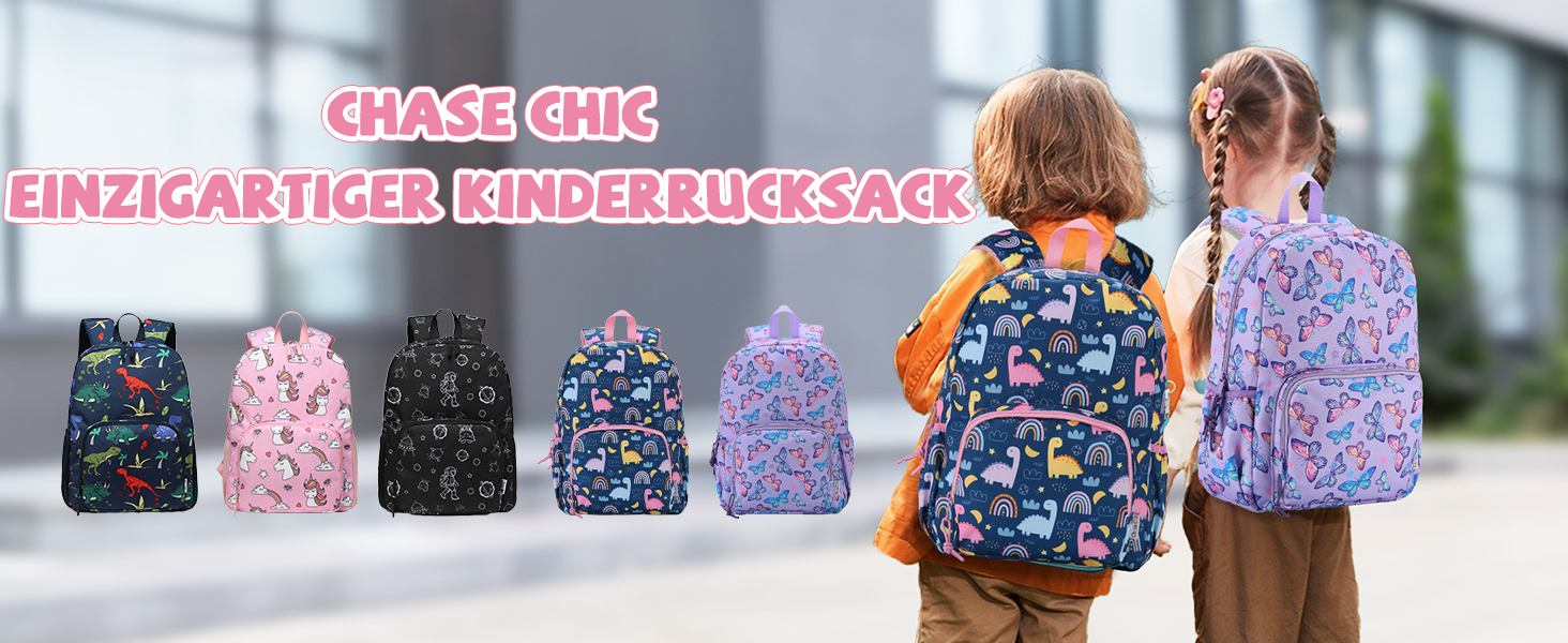 Дитячий рюкзак Chase Chic для дівчаток та хлопчиків, 9.5л, від 4 до 6 років - Шкільний рюкзак з грудною стяжкою для подорожей та активного відпочинку, Метелики, Ліловий