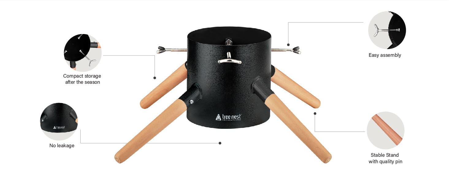 Підставка для ялинки Tree Nest - міцна та надійна, для ялин з діаметром стовбура до 15 см та висотою до 3,5 м. Білий колір, з резервуаром для води.