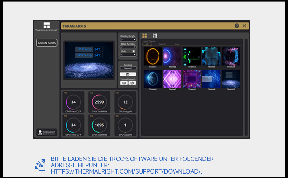 Водяне охолодження CPU TR HW 360 Weiß ARGB з IPS LCD екраном 320x240 для AM4/AM5/Intel LGA1700, магнітний дисплей 2.4