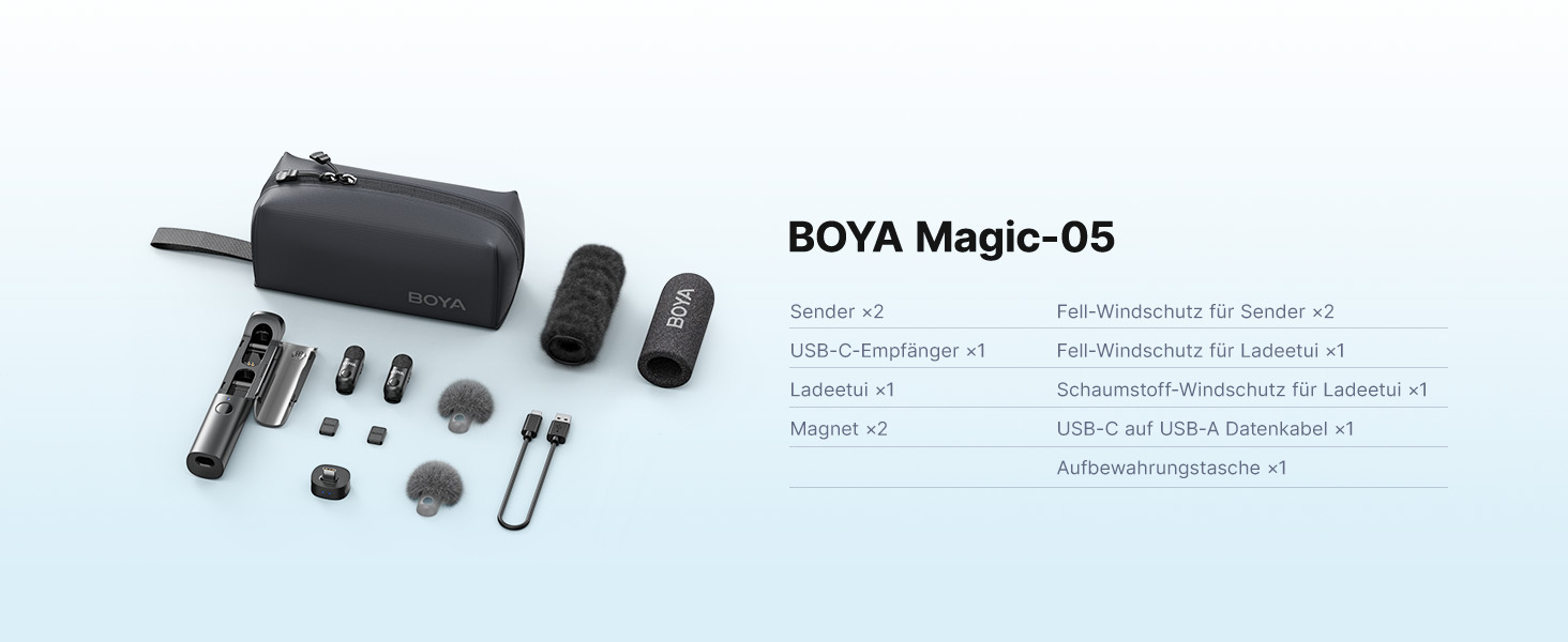 BOYA Magic-05: Бездротовий мікрофон для iPhone 15/16, Android, USB-C. Lavalier, ручний, настільний, для камери та стрімінгу