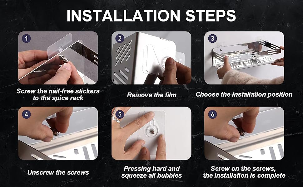 Настінна полиця для спецій та кухонного приладдя, чорна (40 см)