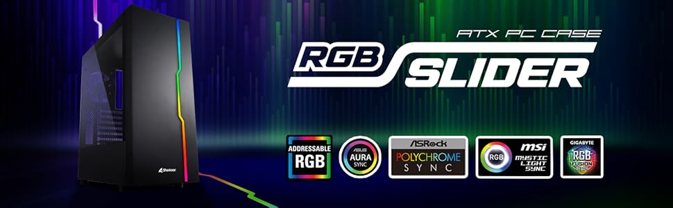 Sharkoon RGB Slider білий корпус для ПК, чорний, 4044951032006