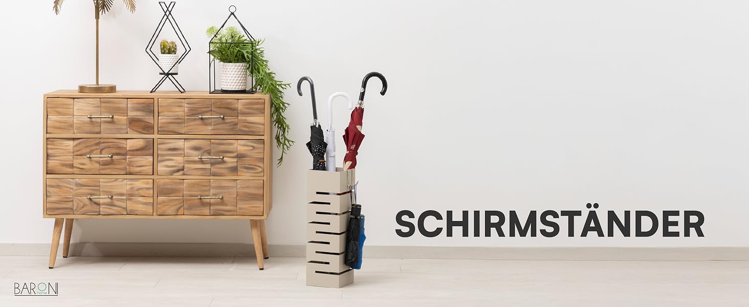 Сумка для парасольки Baroni Home з металу з геометричним різьбленням, з гачками та знімним піддоном для збору води - для дому та офісу, чорний, 15,5x15x49 см, пудровий