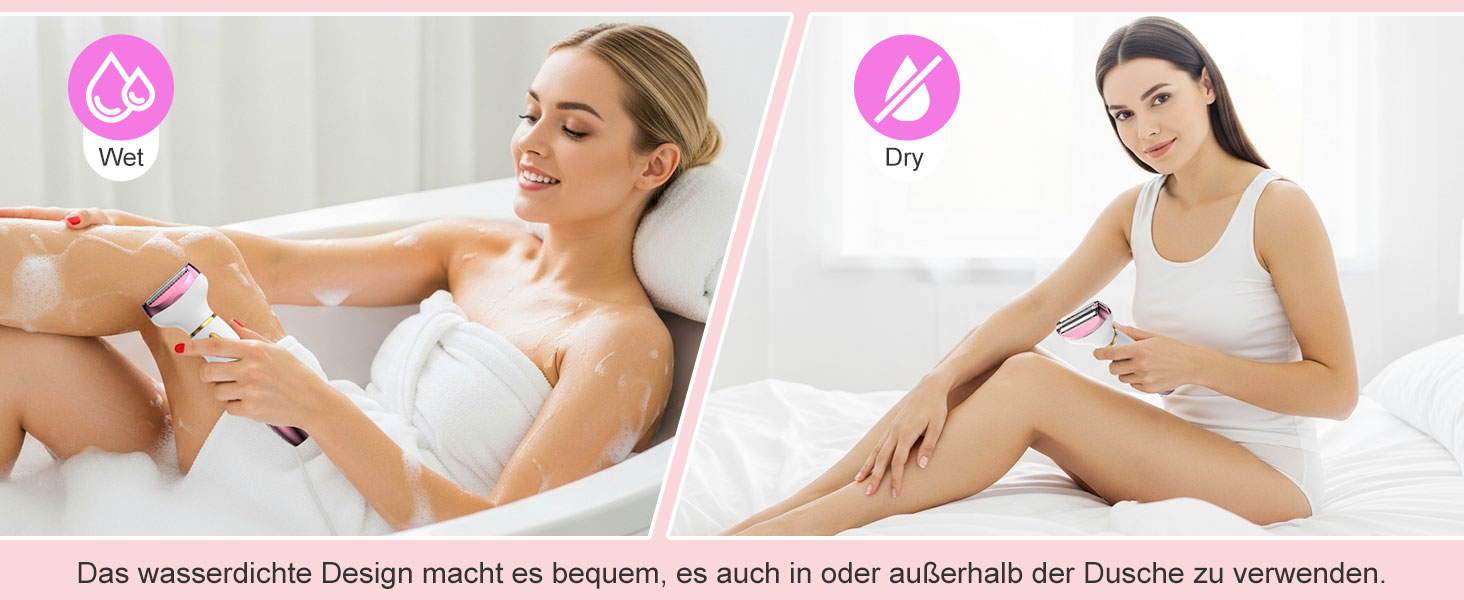 Електричний жіночий тример 4-в-1 з цифровим дисплеєм – для обличчя, ніг, під пахвами та інтимної зони, водонепроникний IPX7, USB-зарядка, рожевий