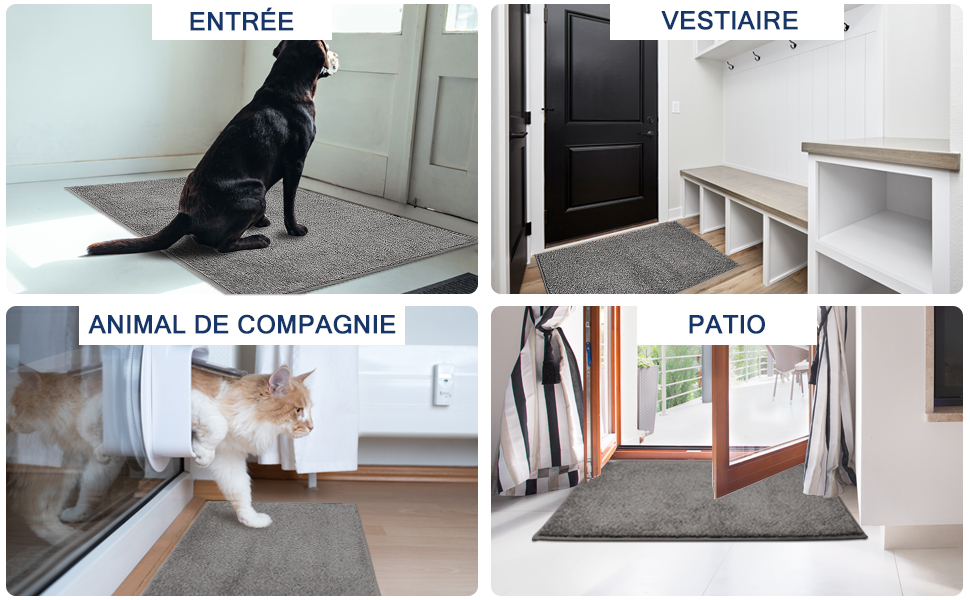 Килимок для дому 50x80 см, антиковзаючий, машинне прання, для собак, вхід, порог, коридор, водопоглинаючий, сіро-чорний