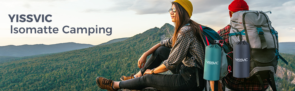 Надувна туристична матрац Yissvic Isomatte для кемпінгу з самонадуваністю та помпою, водонепроникна, блакитна