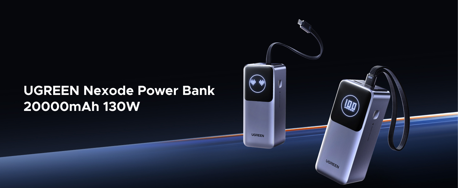 Powerbank UGREEN Nexode 20000mAh 130W з PD 3.0, USB-C та USB-A, сумісний з iPhone, Galaxy, MacBook