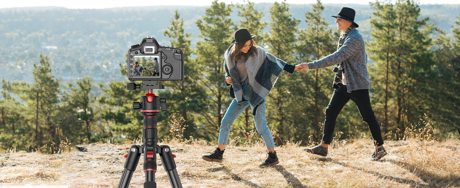 Штатив для камери XXZU 188 см, складаний, з кульковою головкою 360°, для DSLR, телефону, телескопа, чорно-червоний
