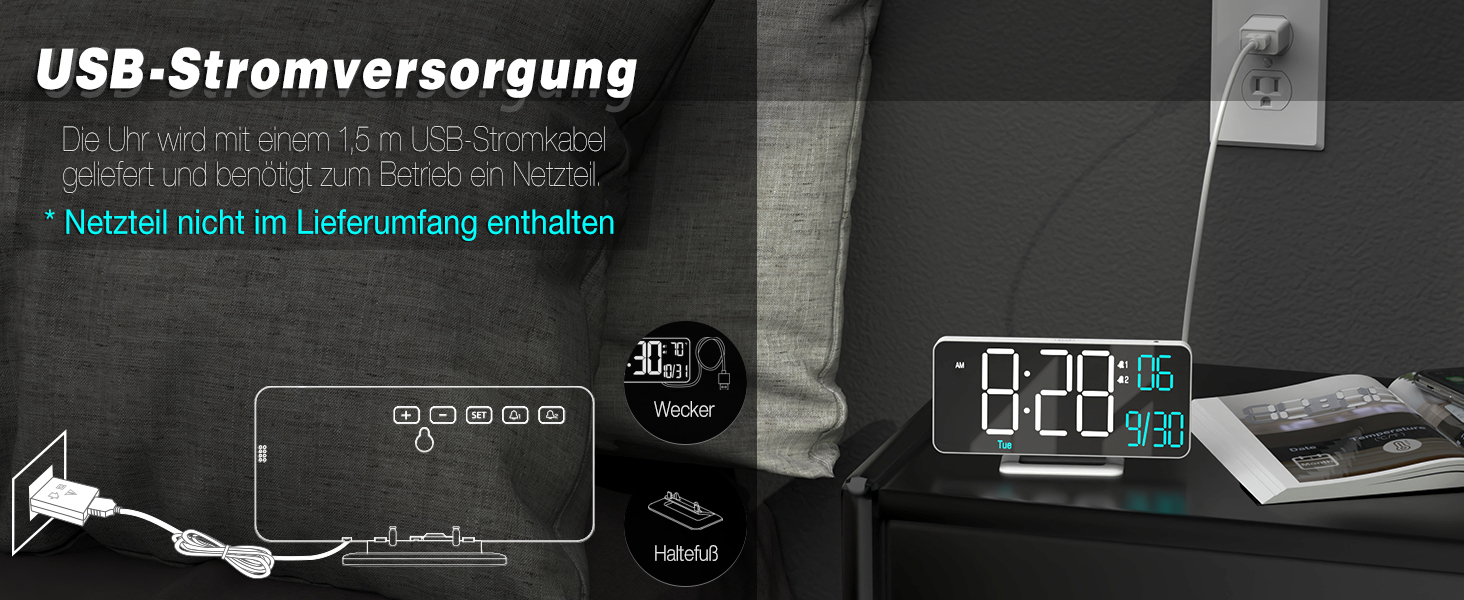 Цифровий LED годинник-будильник KOSUMOSU 6.7