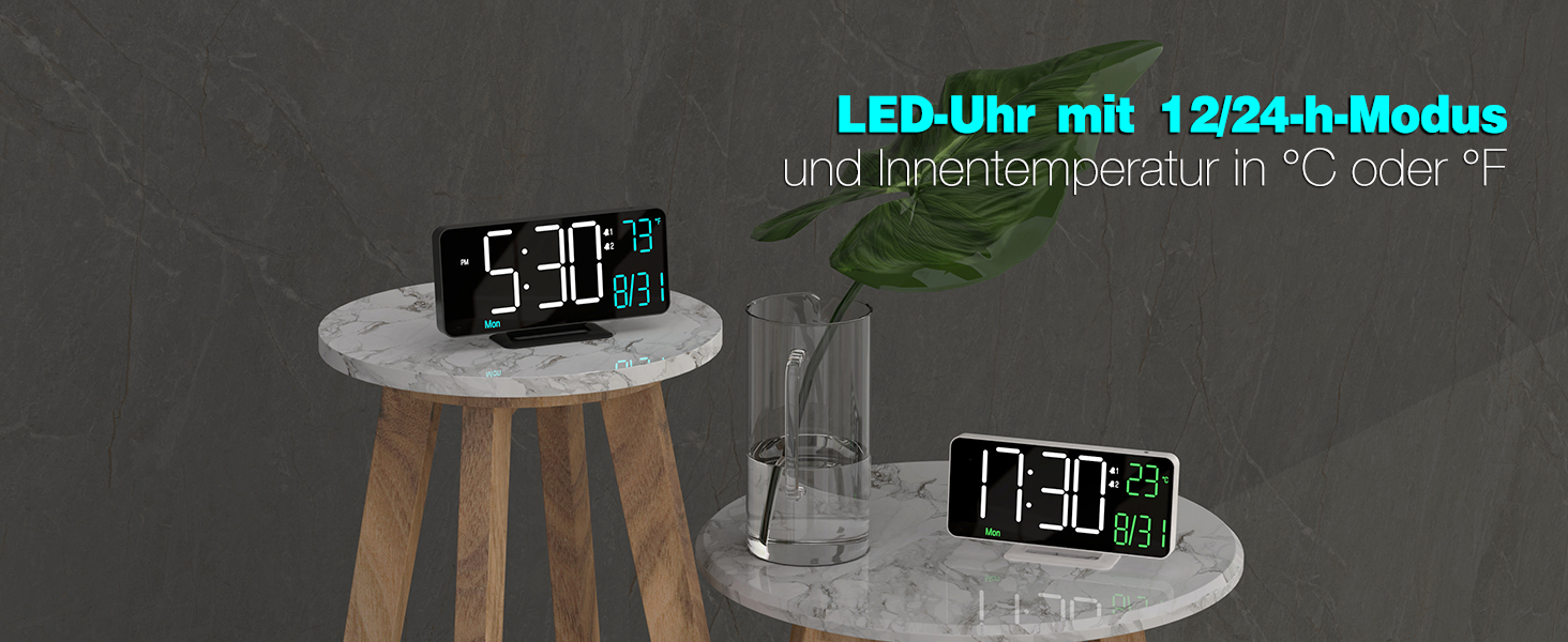 Цифровий LED будильник для спальні KOSUMOSU 6.7