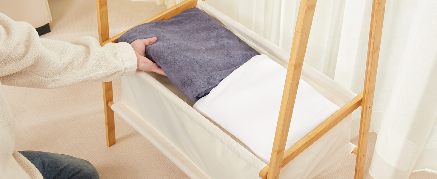 Легкий стійкий вішак для одягу Yorbay з бамбука з сумкою для зберігання, 149 см, натуральний колір