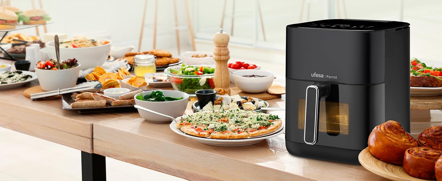 Фритюрниця Ufesa AF5000 Phantom з гарячим повітрям, 5л, Wi-Fi, App, LED-дисплей, 1500W, Amazon Exclusive