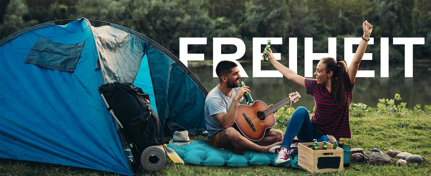 Каремат (килимок) для кемпінгу iParaAiluRy ультралегкий, компактний, надувний - синій. Для туризму, пікніків, пляжу.