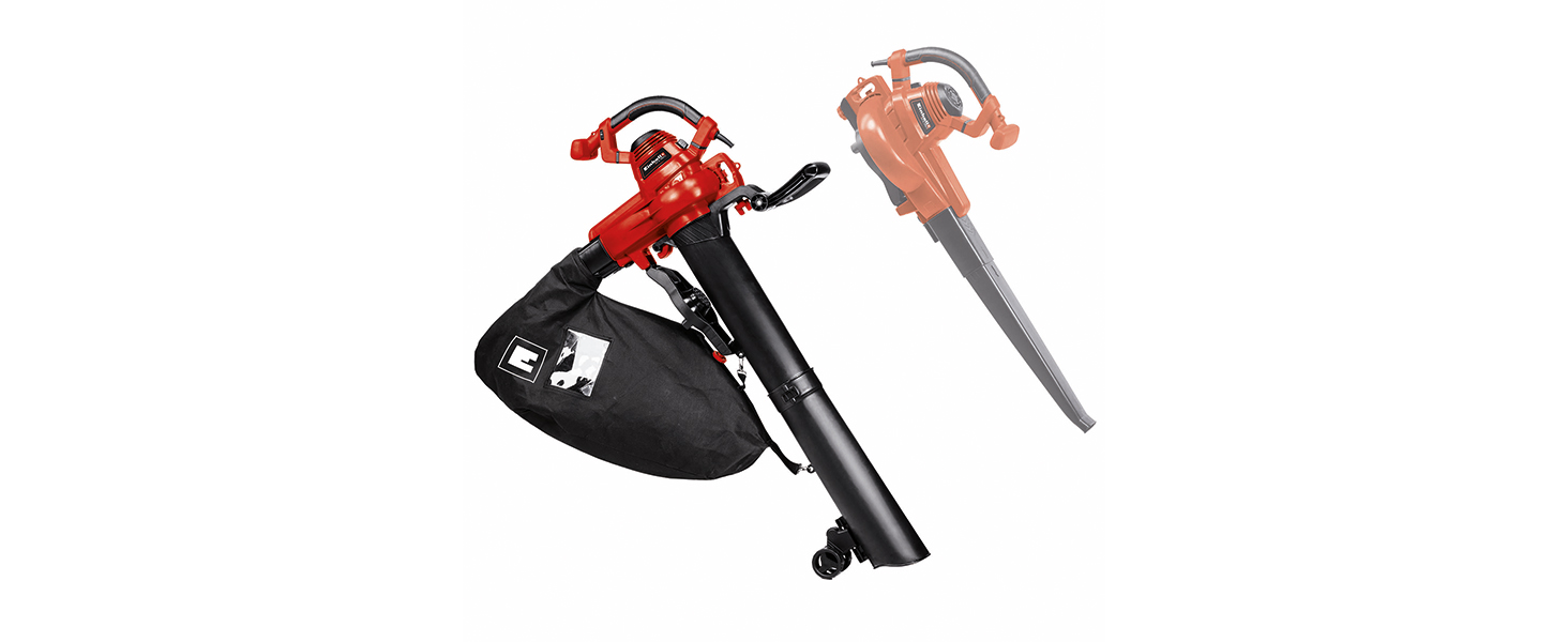 Електричний садовий пилосос Einhell GC-EL 3000 E, 3000 Вт, 45 л, з мішком, на колесах, функція всмоктування та обдуву, регульована ручка, 300 км/год, 840 м³/год