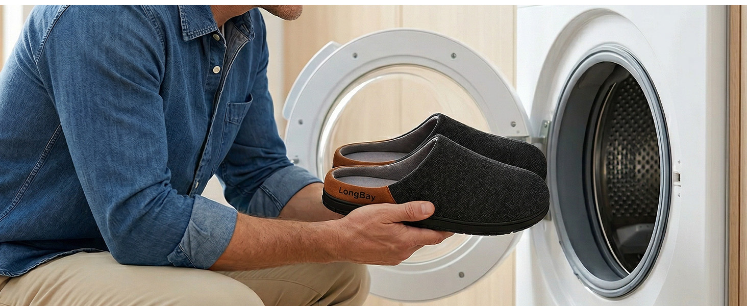 Чоловічі в'язані домашні капці LongBay з піною Memory Foam, дихаючі, для дому та вулиці, розмір 44 EU, чорні