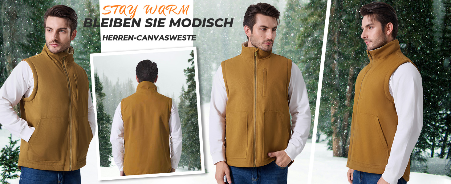 Електрична гріюча жилетка для чоловіків з Powerbank 16000mAh, 7,4V, 9 зон обігріву, канвас, фліс, регулювання температури, khaki XXL