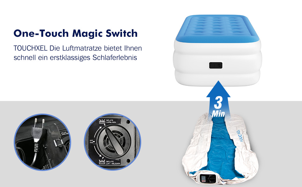 Надувний матрац односпальний з електричним насосом (Чорний)