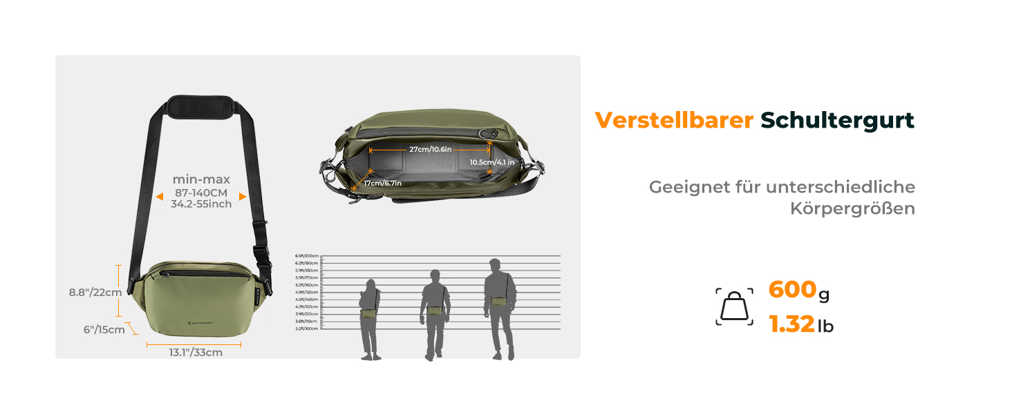 Рюкзак для камери K&F CONCEPT, сумка через плече, квадратна сумка для фотографів, сумісний з Canon/Nikon/Sony/DJI Mavic, зелений (M)