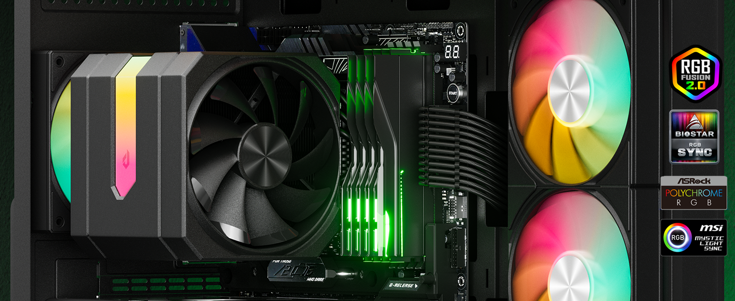 upHere Охолоджувач процесора up2KC8 з RGB підсвічуванням, подвійна вежа, 8 теплових трубок, 120мм вентилятор, сумісний з AMD AM4/AM5 та Intel 2011/2066