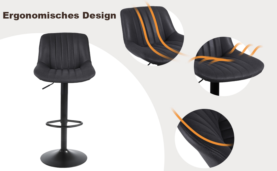 Youhauchair Adjustable Swivel Bar Stools with Backrest - PU Leather, Modern Kitchen Bar Stools (2-Pack, Black)