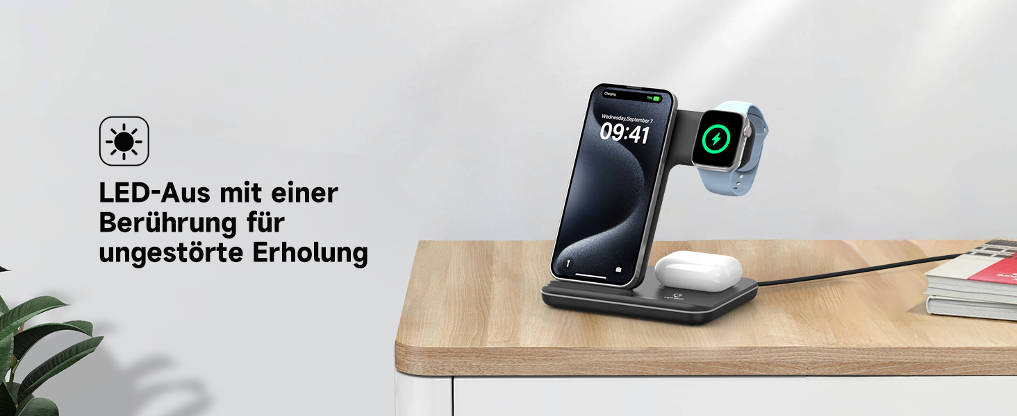 Бездротова зарядка 3-в-1 для Apple iPhone, Apple Watch та AirPods (чорний)