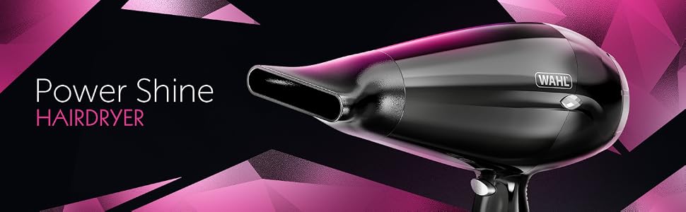 Фен для волосся WAHL Power Shine Dryer: 3 температурних та 2 швидкісних режими, функція холодного обдуву Cool Shot, швидке сушіння та стайлінг кучерявого волосся