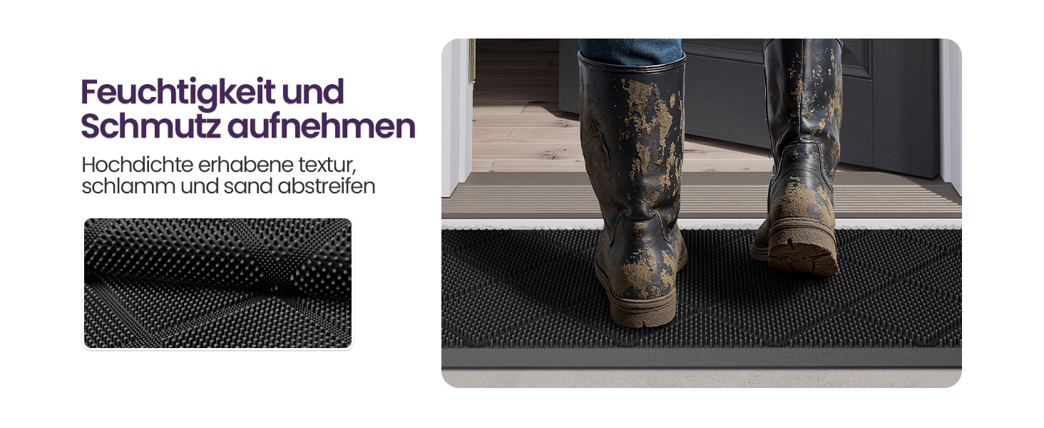 Дексі Килимок для дому та вулиці 43 x 90 см, чорний, неслизький, водонепроникний, миючий