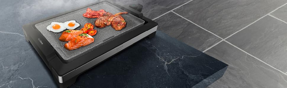 Cecotec Tasty & Grill 2000 InoxStone Electric Grill Plate - Stainless Steel, Non-Stick, Adjustable Temperature