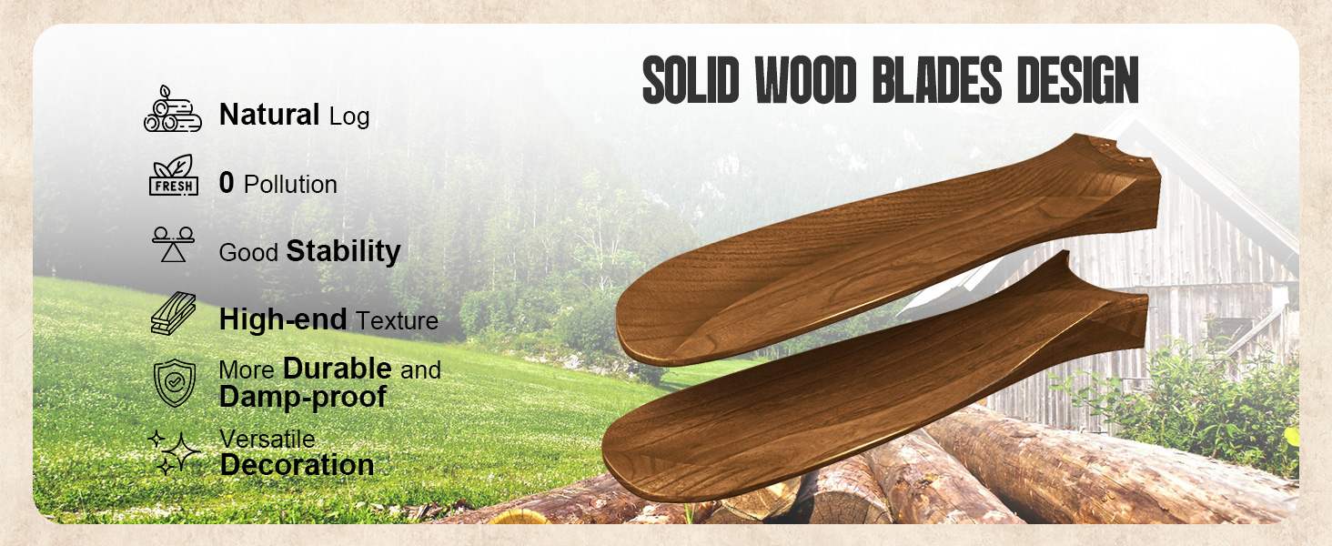 152 см, дерев'яний стельовий вентилятор з дистанційним керуванням, 3 лопаті, DC-двигун, для дому та вулиці, таймер, без освітлення