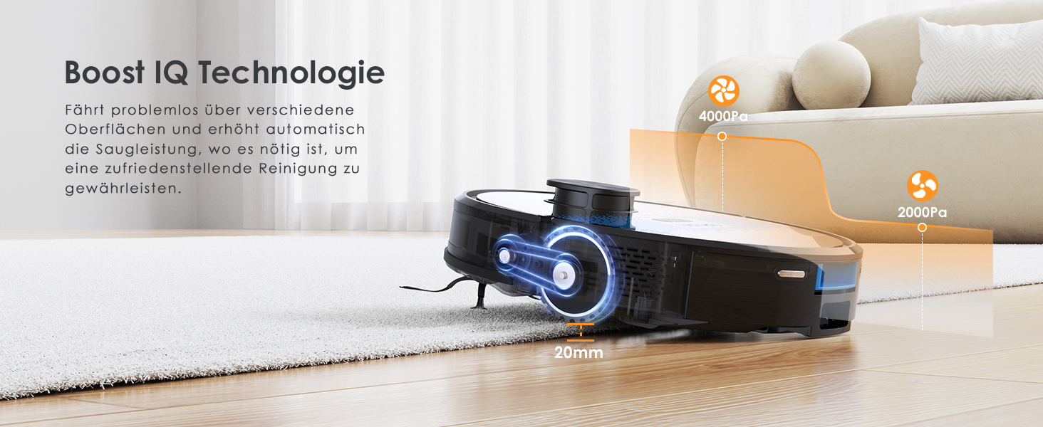 Робот-пилосос Lubluelu 3-в-1 з док-станцією, 4500Pa, функція вологого прибирання, лазерна навігація, керування через додаток, для тварин, килимів, твердих підлог (чорний, блакитний)