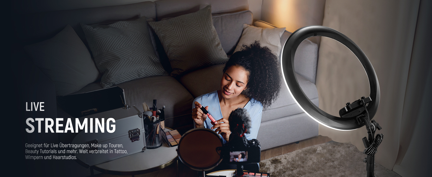 NEEWER Комплект кільцевого світла для фото та відео: 48 см, 52 Вт, регульоване LED світло, штатив, Bluetooth, для смартфона, YouTube, селфі (RP18B Pro)