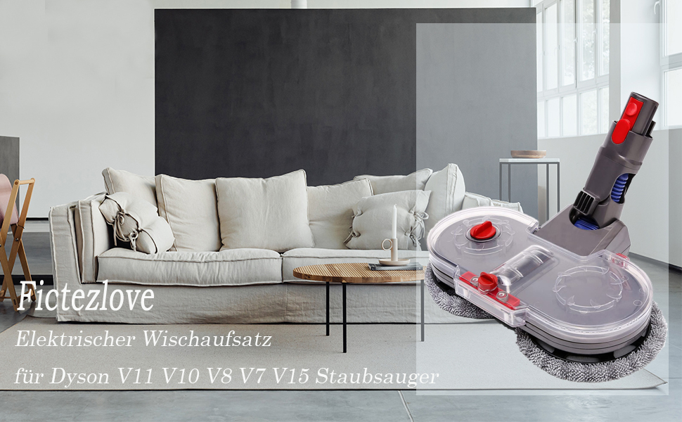 Електрична насадка для пилососів Dyson V15, V11, V10, V8, V7 - з баком для води та 6 змінних мікрофібрами