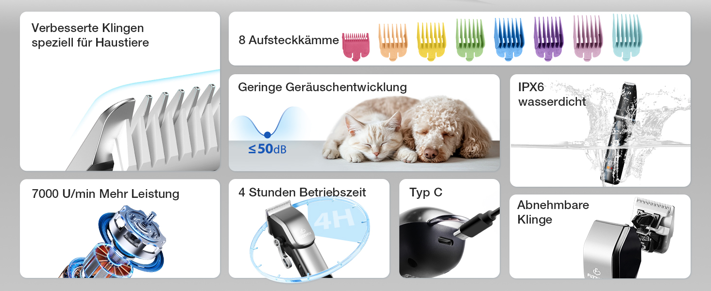 Набір для стрижки собак 3-в-1: машинка, триммер для лап, тиха робота, для густого хутра, чорний колір