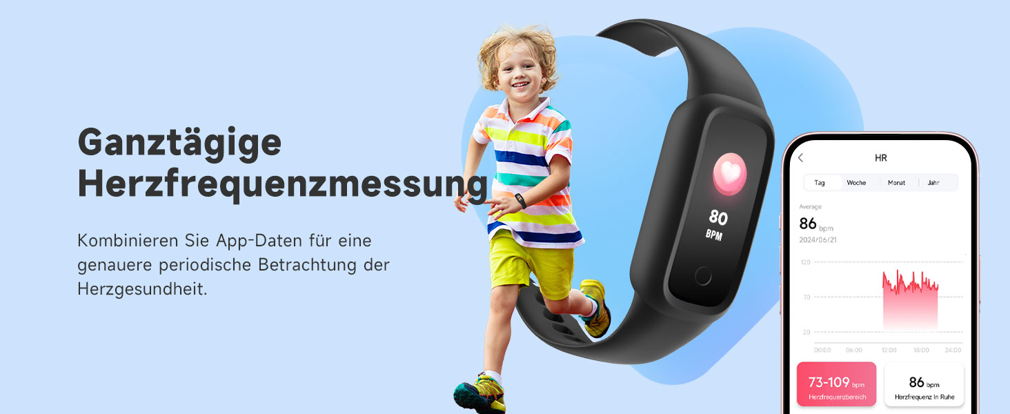 Фітнес-трекер BIGGERFIVE Vigor 2 L для дітей: пульсометр, шагомір, монітор сну, IP68, чорний