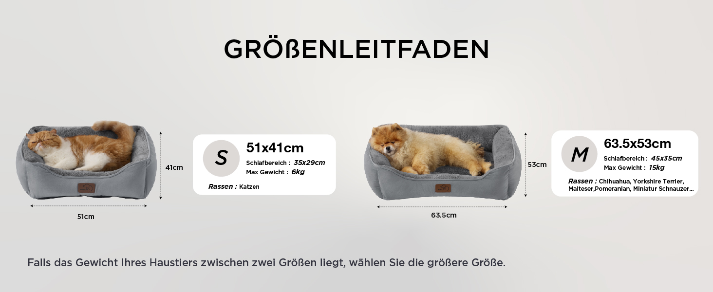 Кішечка ліжко BEDSURE велике, миється - 63.5x53см, неслизьке, для собак та кішок, квадратна корзина з м'яким бордюром, сіре, 63.5 x 53 см (Д x Ш)