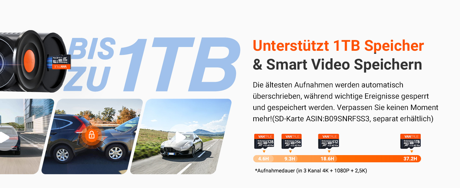 Відеореєстратор VANTRUE N4 Pro S 4K STARVIS з GPS, 3 канали (4K+1080P+1440P), WiFi 5GHz, паркувальний режим 24/7, голосове керування, IR нічне бачення, LTE (опціонально)