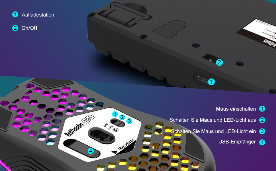 RedThunder Бездротовий ігровий набір клавіатури та миші, DE TKL, 85 клавіш, акумулятор, компактний, 7200DPI, для PC/Mac/PS5/Xbox (біло-чорний)