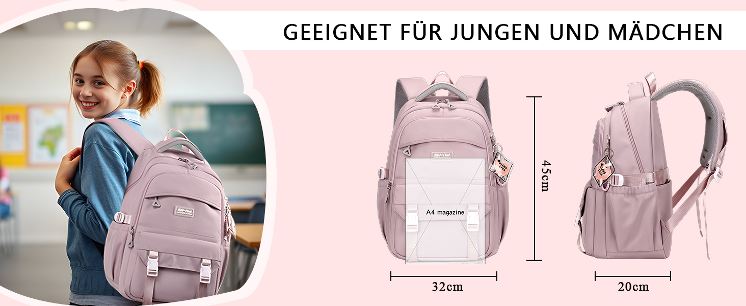 Водонепроникний рюкзак для школи JANSBEN для дівчаток та хлопчиків, багатосекційний, ідеальний для 10-річних дітей, підлітків та 5 класу, фіолетовий