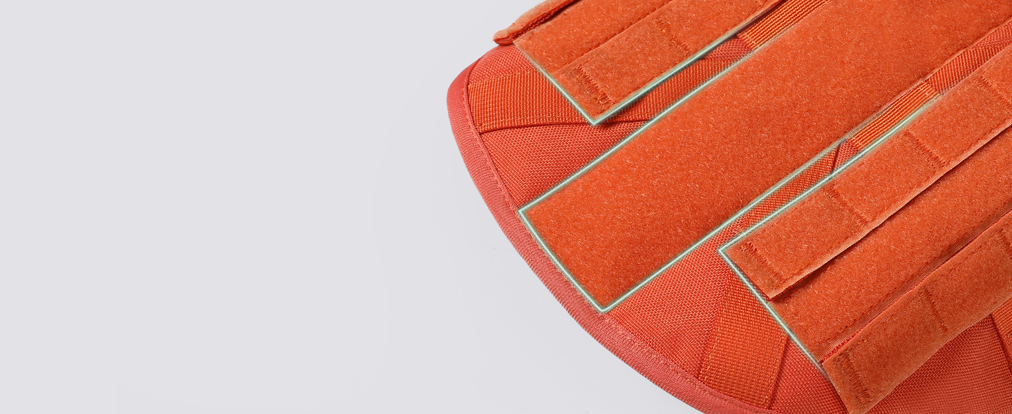 Нагрудник для собак Rabbitgoo великих порід, без натягу, тактичний з MOLLE, металеві пряжки, дихаючий, військовий, регульований, з підкладкою, L (1 шт), помаранчевий