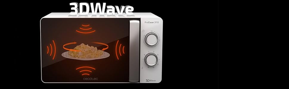 Мікрохвильова піч Cecotec Pro Clean 3110 з кварцовим грилем 800 Вт, об'єм 20 л, біла