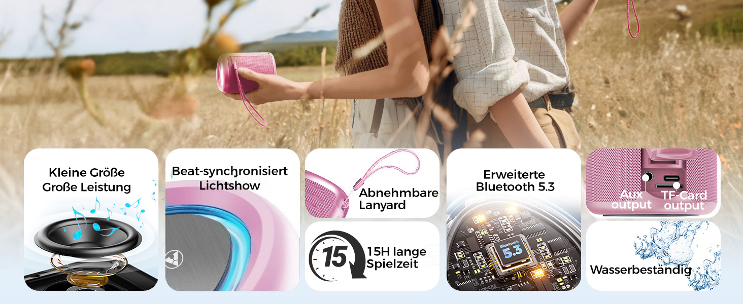 Портативна Bluetooth колонка AY з підсвіткою, IPX5 водостійка, AUX/TF картридер, стерео-паринг, 24 год роботи від акумулятора, для дому та відпочинку на природі (зелена)