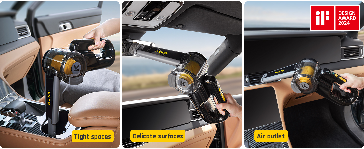 Бездротовий пилосос Fanttik Fold V10 Apex Pivot: 17000 Па, LED-дисплей, для дому та авто | Deluxe Edition з гнучким шлангом та насадкою для шерсті тварин