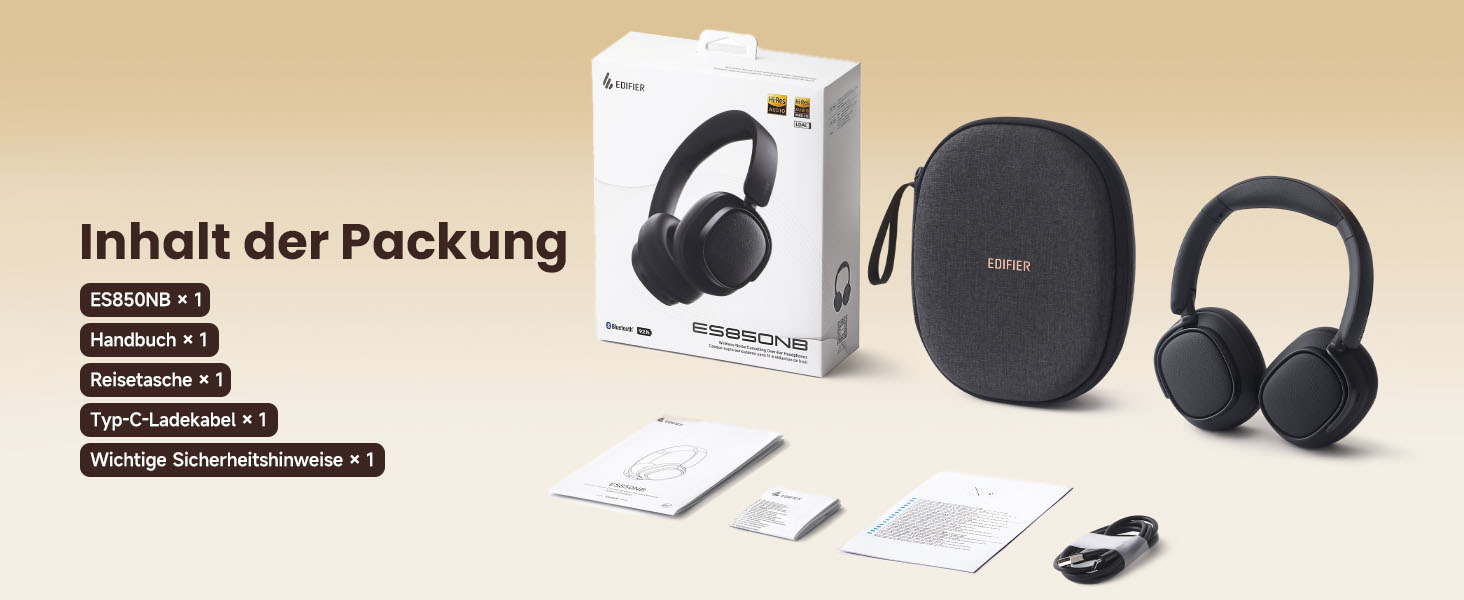 Навушники бездротові Edifier ES850NB з шумозаглушенням, Hi-Res Audio, Bluetooth 5.4, коричневі