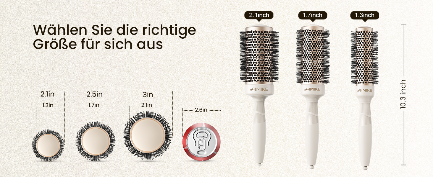 Кругла щітка для волосся AIMIKE NaturaVol для об'єму та гладкості, з кліпсами (32 мм, 53 мм)
