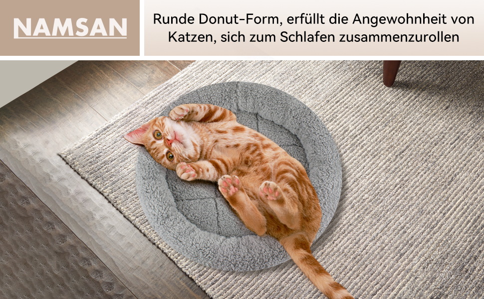 М'яке ліжко для котів та собак Namsan, плюшеве, тепле, 45x60 см, сірий колір