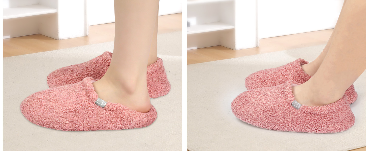 OFFCUP Теплі жіночі халапки-домашні тапочки з піни пам'яті, зимові, бавовняні, пухнасті, для дому та вулиці, рожеві, розміри 40-41