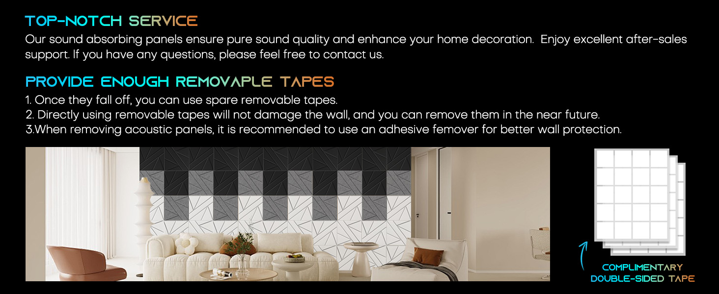 Акустичні панелі BSHEAD самоклеючі для звукоізоляції стін, шумопоглинаючий пінополіуретан 30x30x1.2 см, чорний