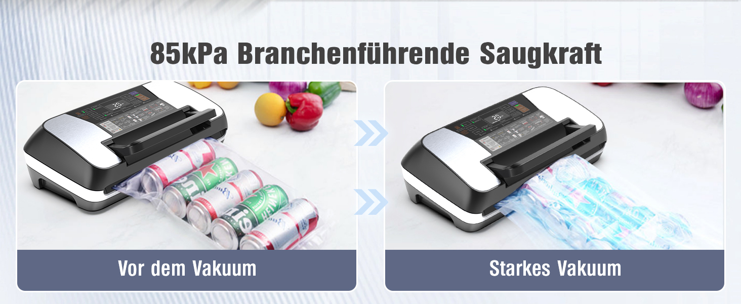 Вакуумний пакувальник OidoZac 85kPa, 12-в-1, з подвійною зварювальною лінією, вбудованим різаком та контейнером для пакетів, срібно-чорний