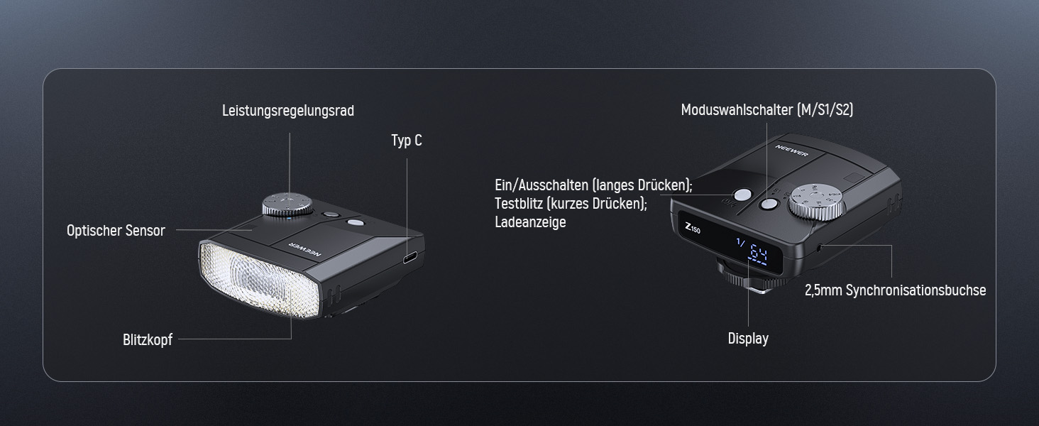 Спалахувачка NEEWER Z150 для Canon, Nikon, Panasonic, Olympus, Pentax та інших DSLR/цифрових камер