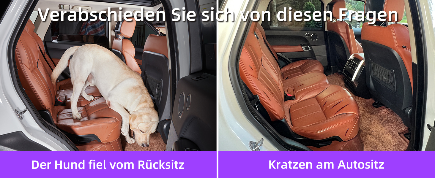 Автокрісло для собак великих порід до 25 кг – безпечний чохол на заднє сидіння, міцний бустер для собак з подовжувачем для заднього сидіння та водовідштовхувальний килимок для собак (Чорний, L)